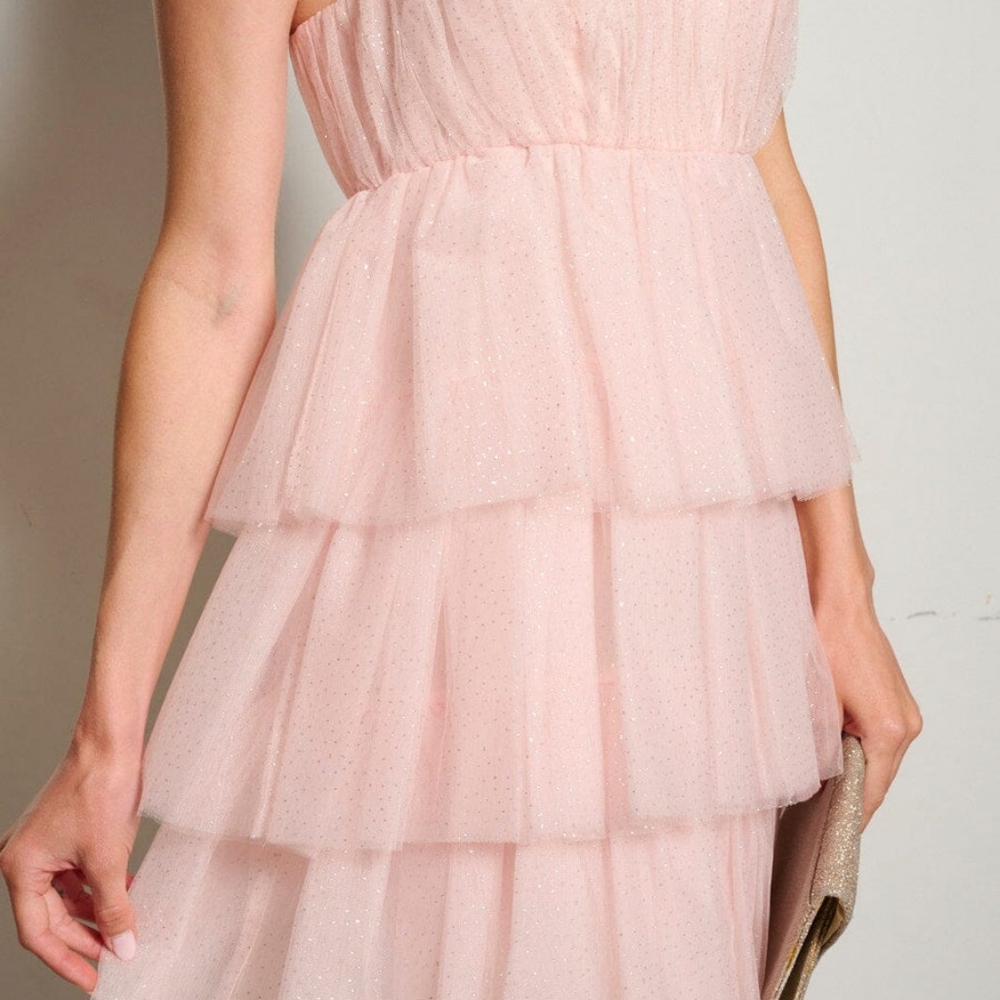 SLEEVELESS RUFFLE SHIMMER MINI DRESS - Picture 4 of 4